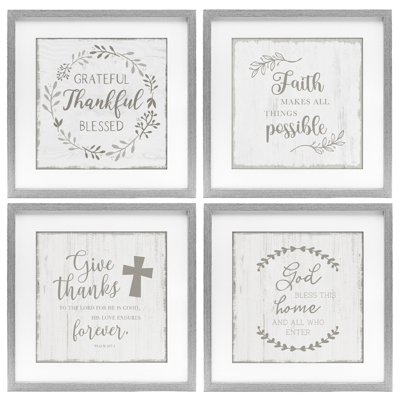 Stupell Industries Spiritual Faith Phrases 4pc Framed Print Under Glass Set, design by Val Rhodes